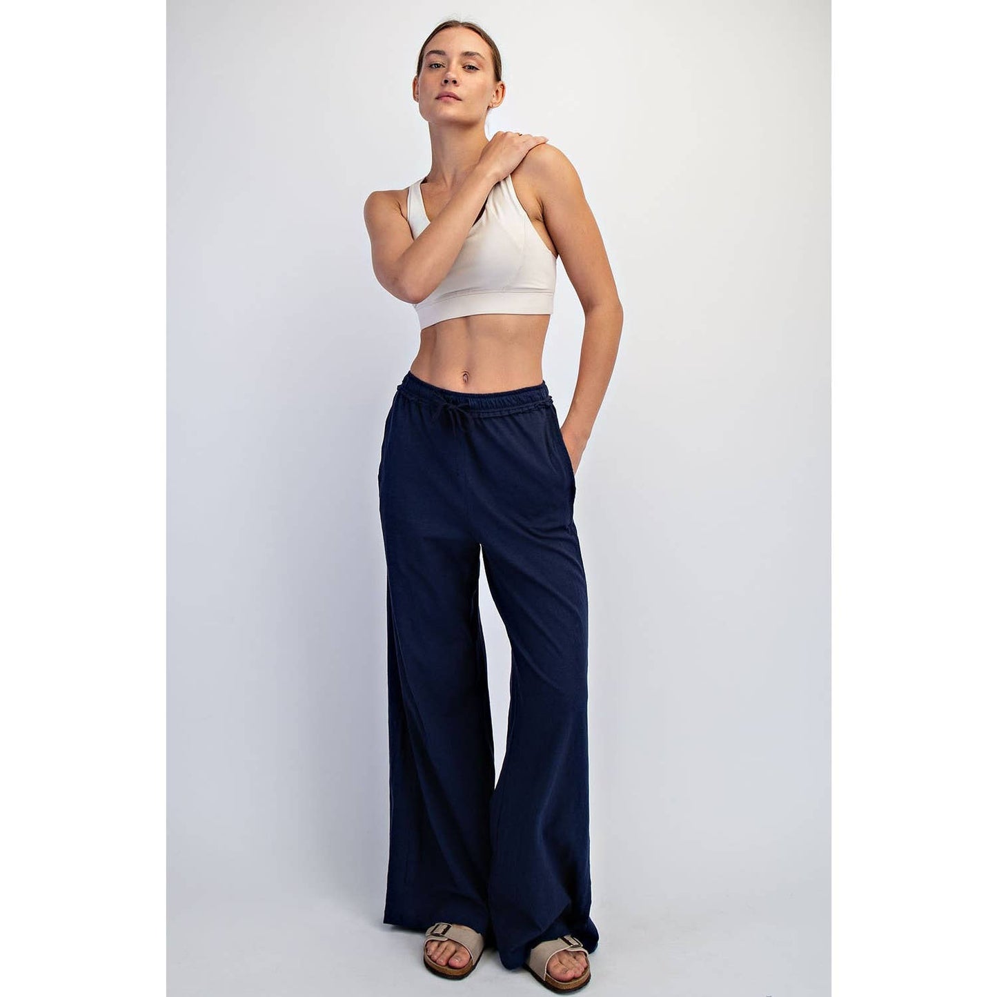 COTTON SLUB LOUNGING WIDE PANT