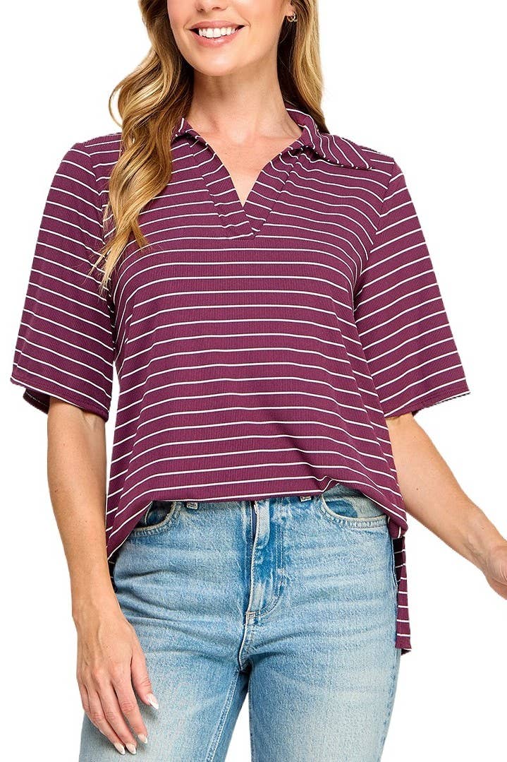 Stripe Collared Top
