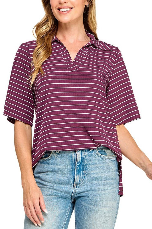 Stripe Collared Top