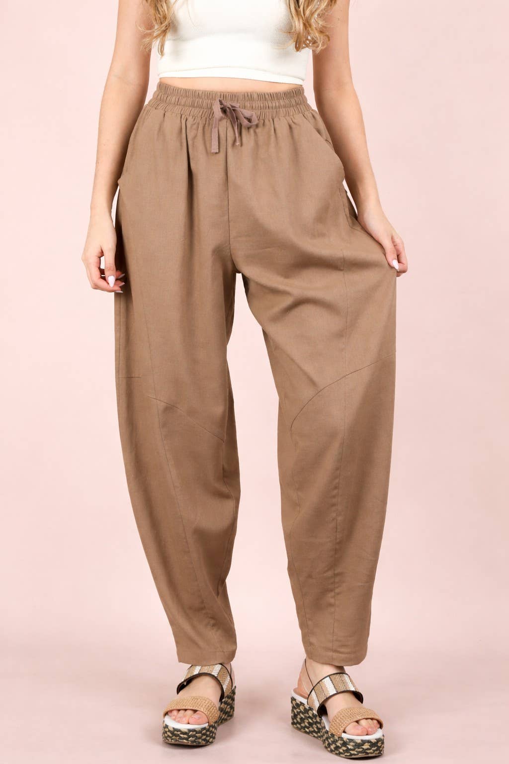 Solid Barrel Comfy Woven Pants