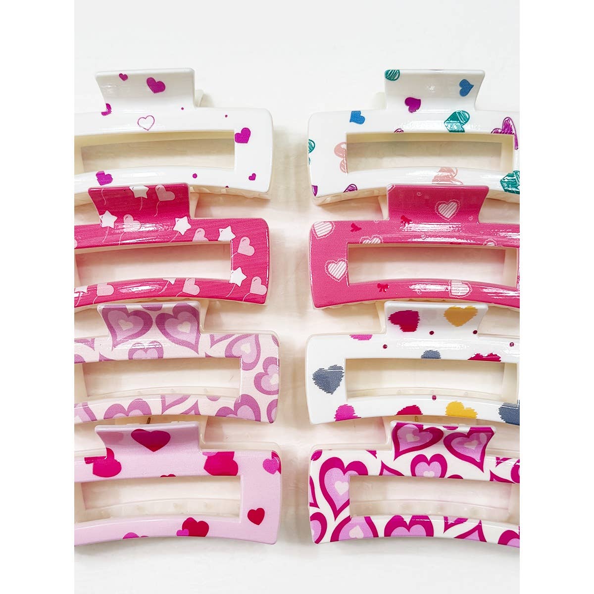 Valentines Theme Heart Printed Hair Claw Clips