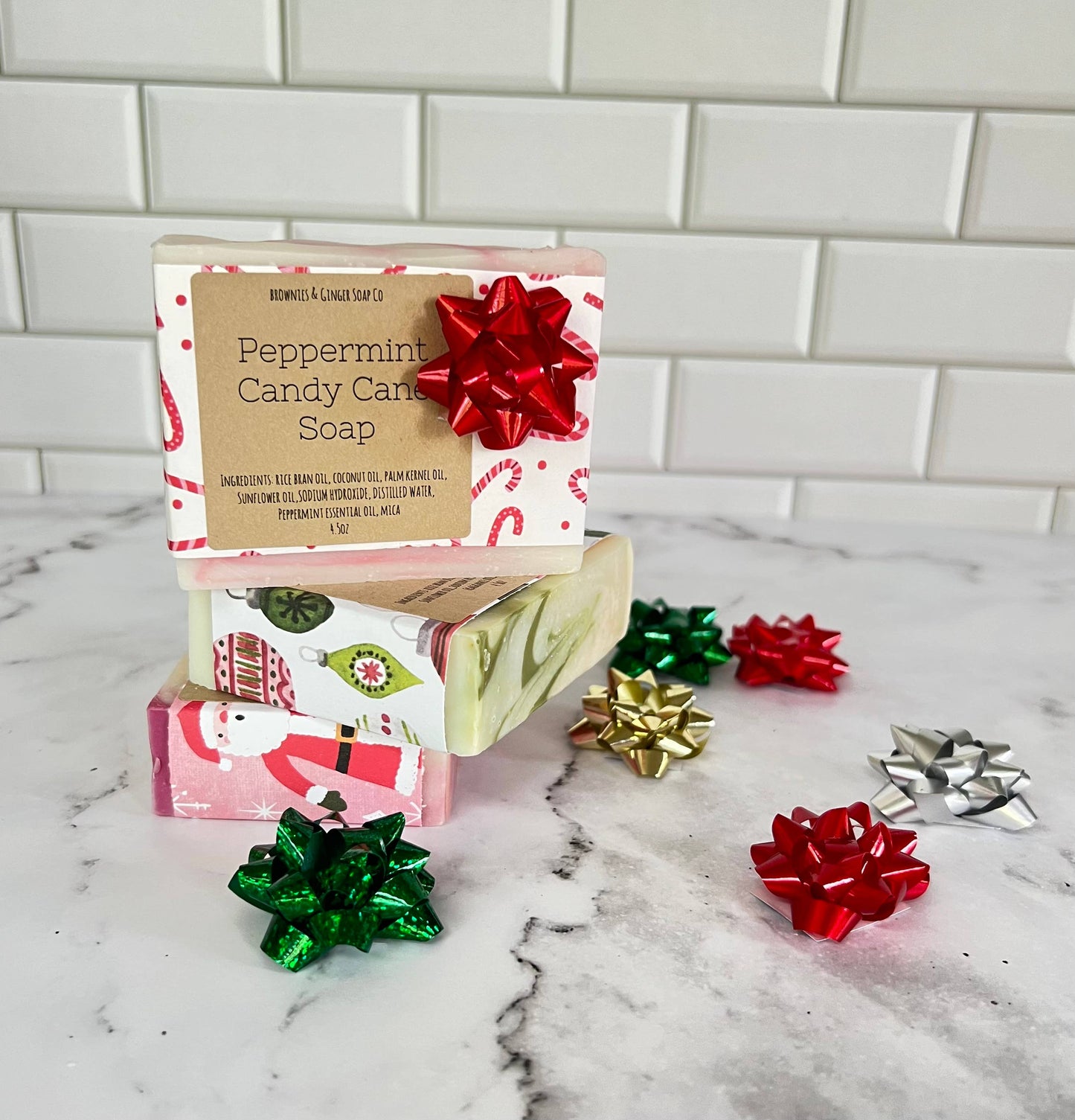 Peppermint Soap Bar, Candy Cane Soap, Christmas gift