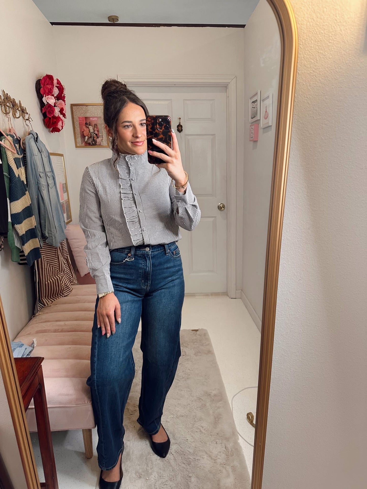 Long Dolman Sleeve Oversized Y/D Stripe Shirt
