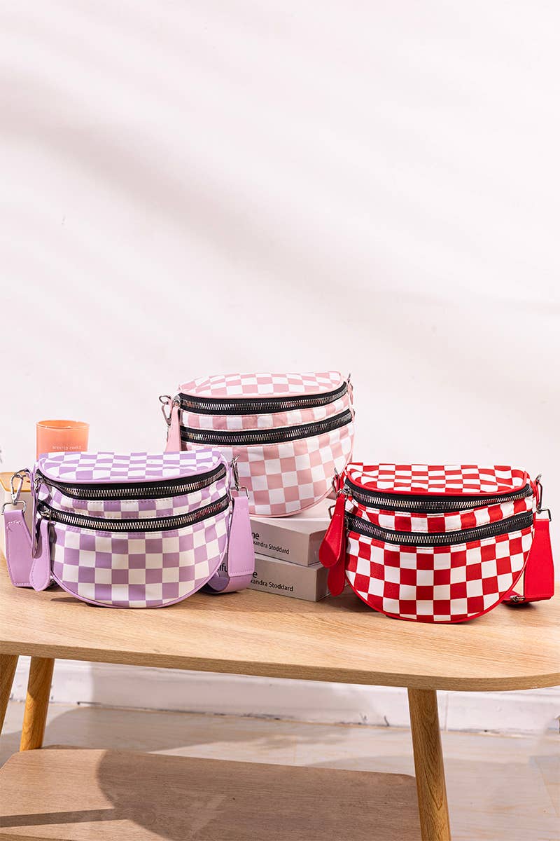 `.Double Zip Crescent Sling Bum Bag