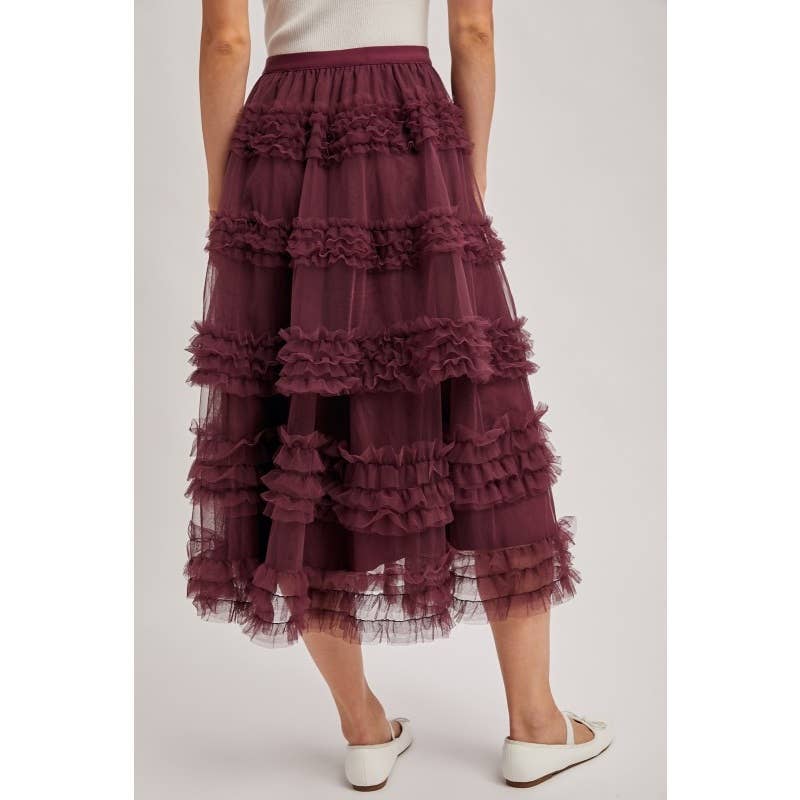 Ruffle Tiered Midi Skirt