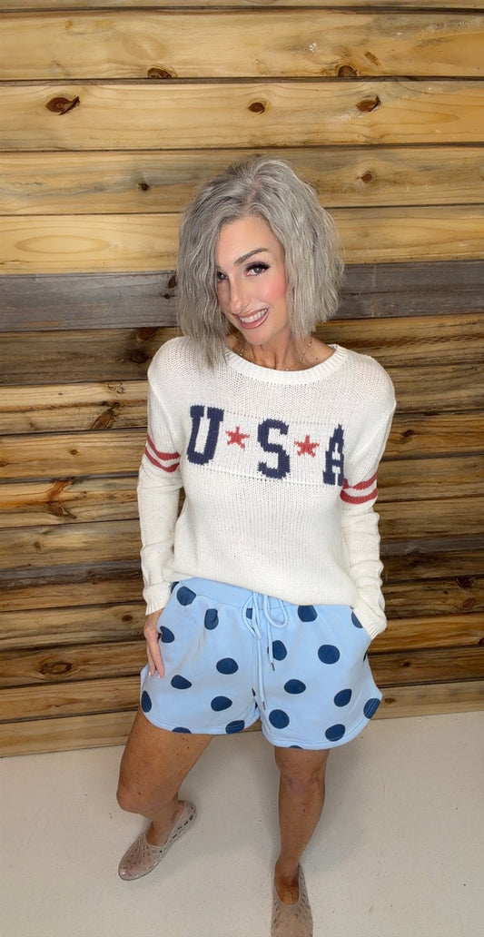 Blue Polka Dot Short