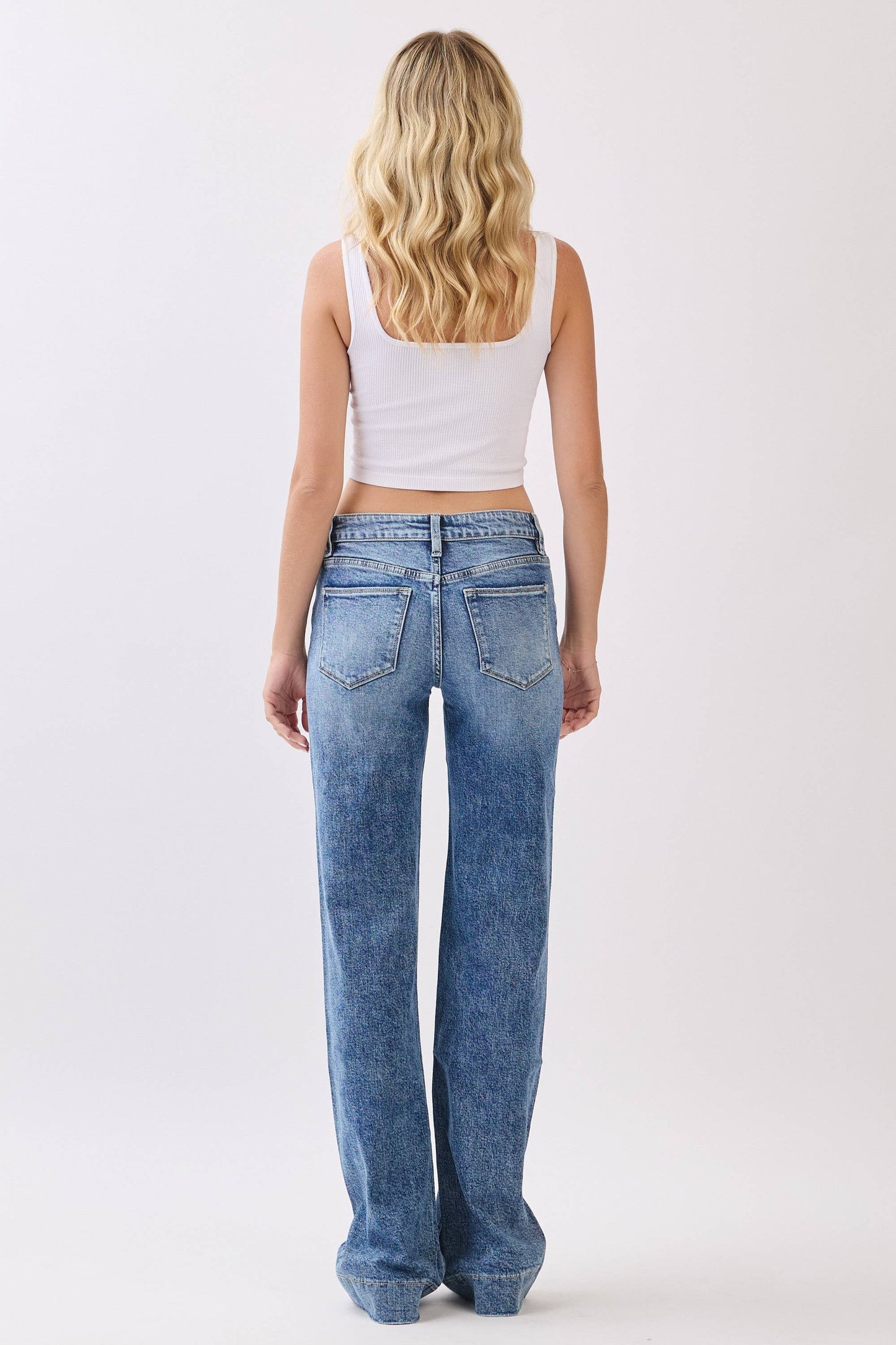 MID RISE COMFORT STRETCH TROUSER WIDE LEG JEANS