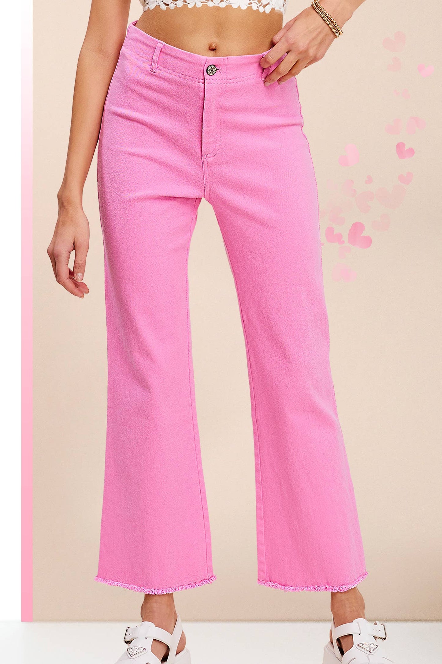 Soft Washed Stretchy High Waisted Flare Pants: Red / L