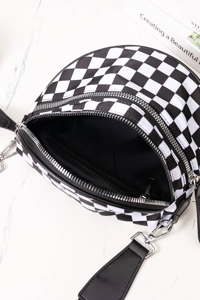 `.Double Zip Crescent Sling Bum Bag