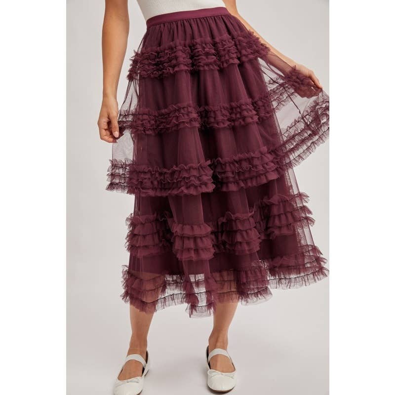 Ruffle Tiered Midi Skirt
