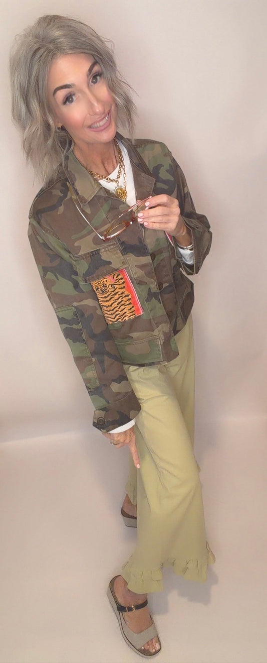 Ruffle Hem Wide-Leg Pants