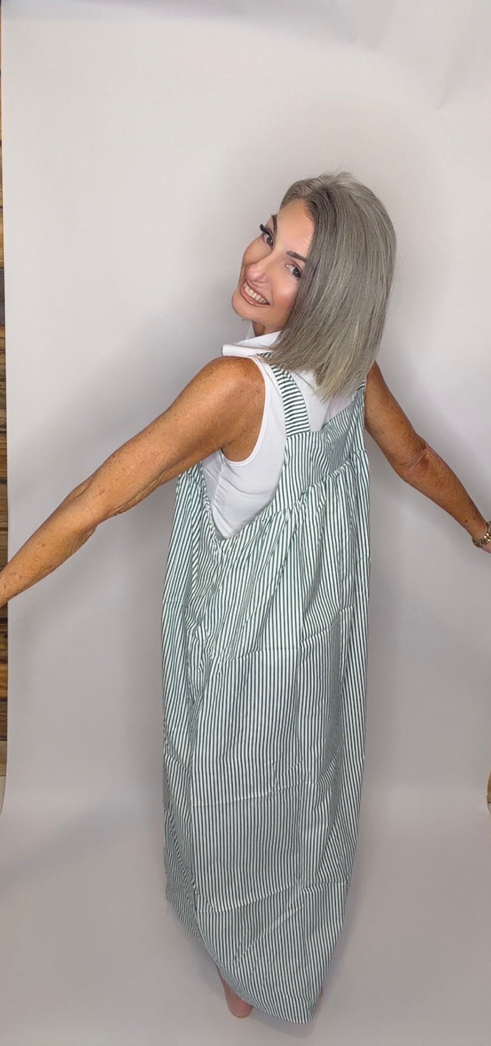 Striped Overall Maxi Dress