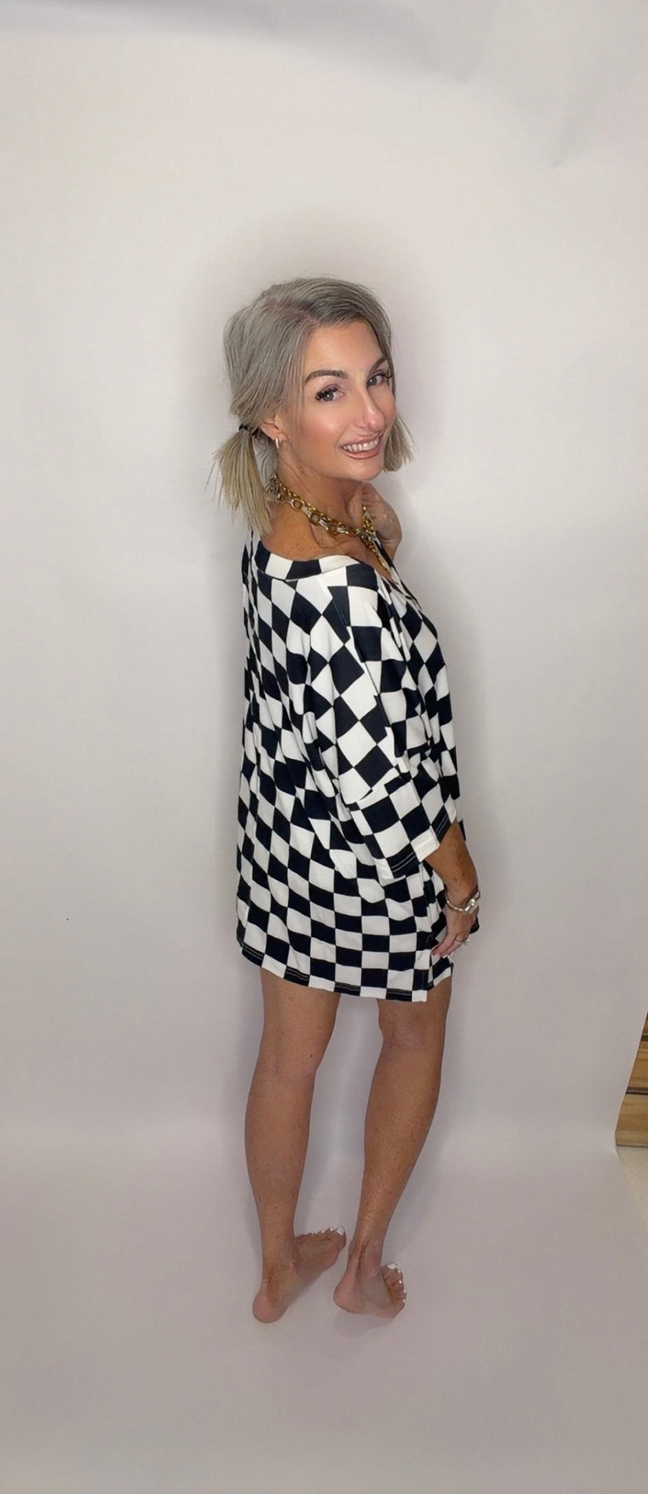 Daily Basis Biker Set, Black/White Checkered