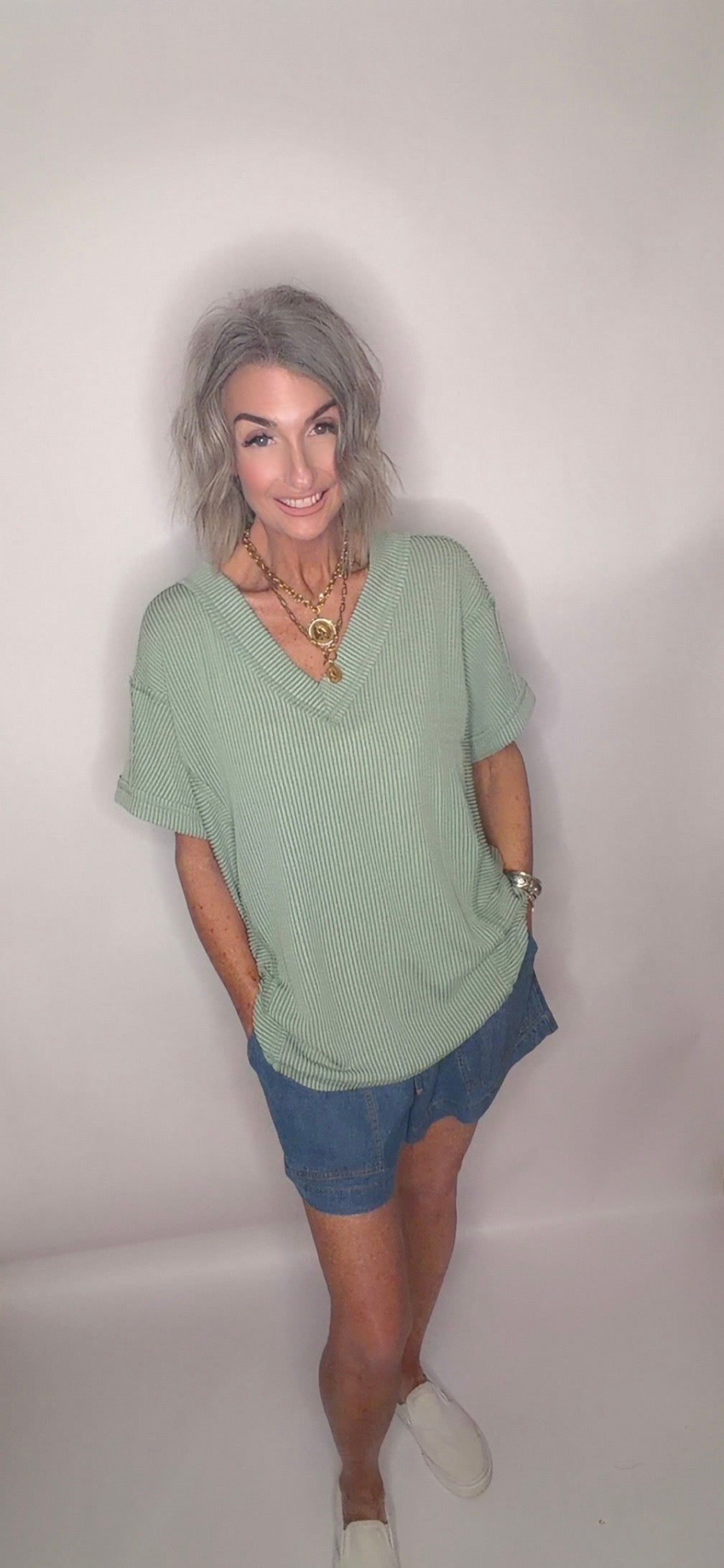 Soft Casual Comfy Textured Ribbed Knit Top