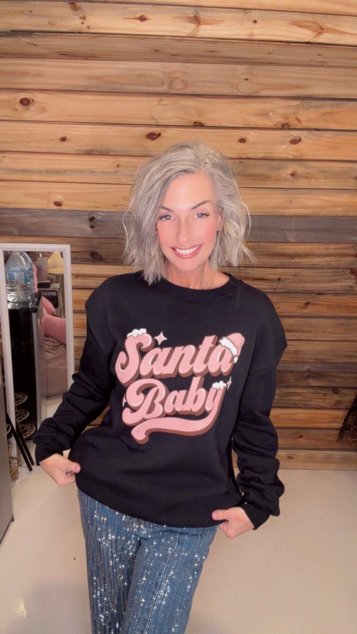 SANTA BABY GRAPHIC BRUSHED SWEATSHIRTS