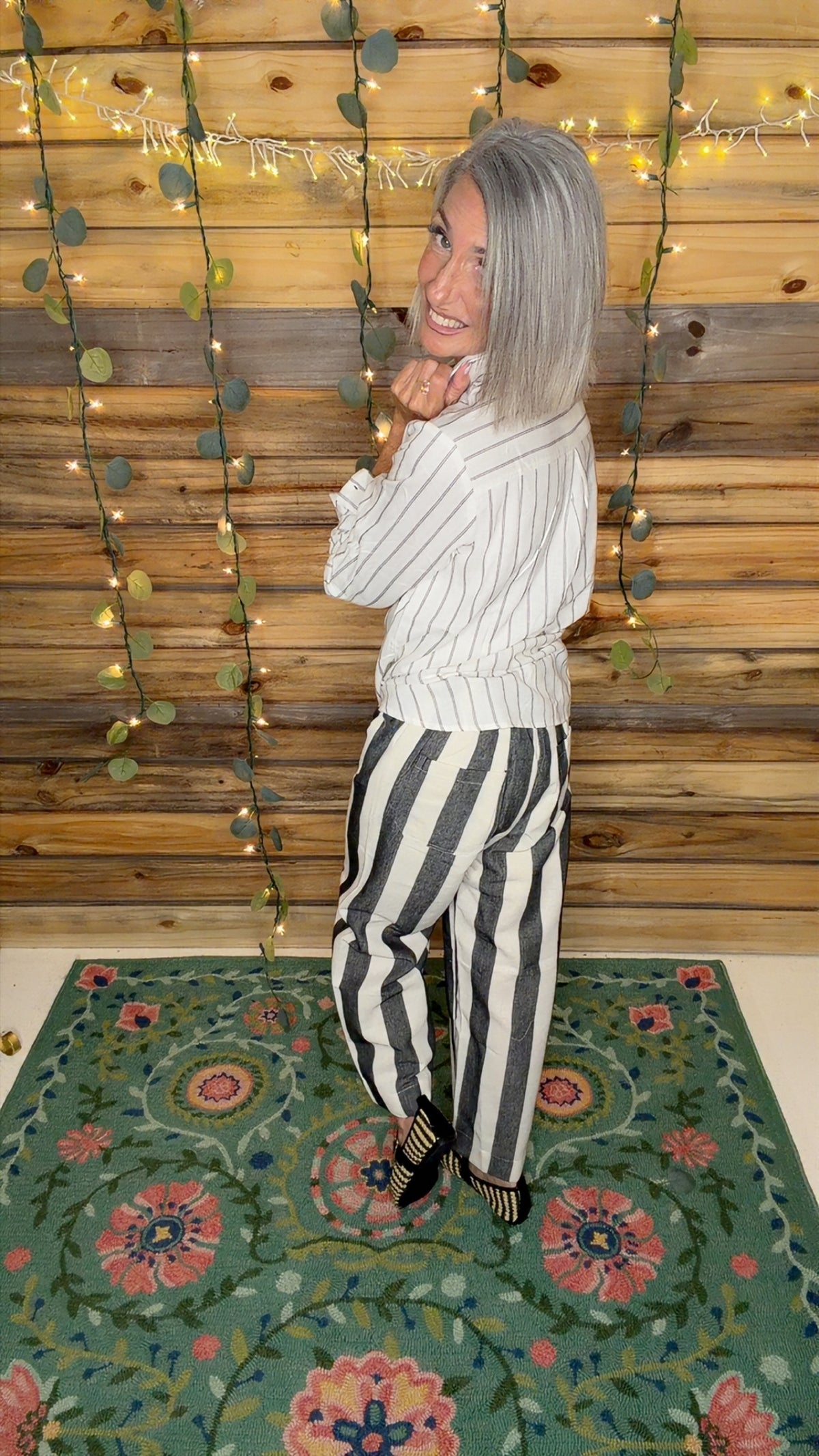 Long Sleeve Button Down Stripe Linen Oversized Shirt
