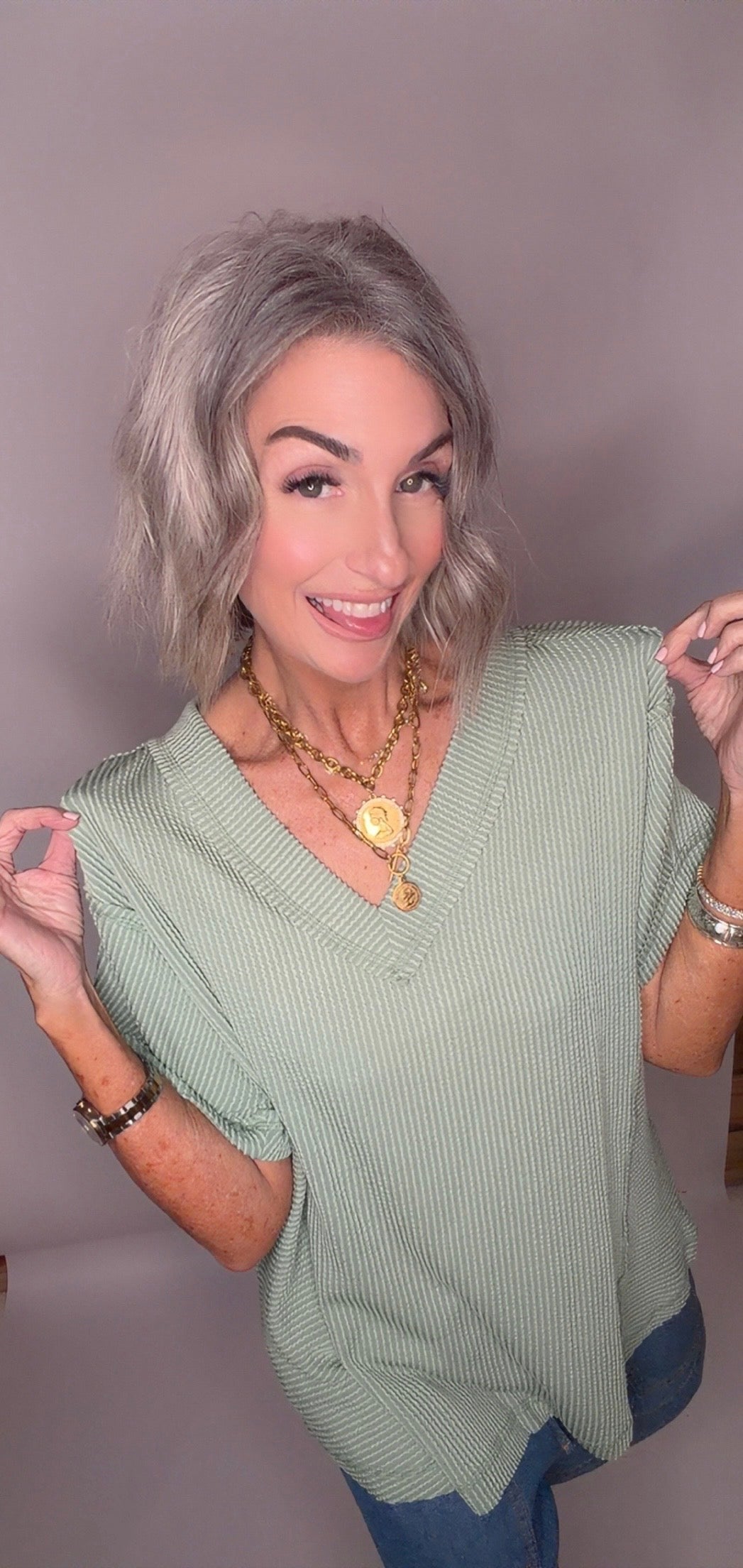 Soft Casual Comfy Textured Ribbed Knit Top