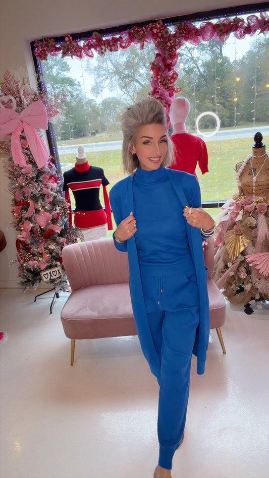 Elegant 3-Piece Knitted Cardigan Vest and Pants Set