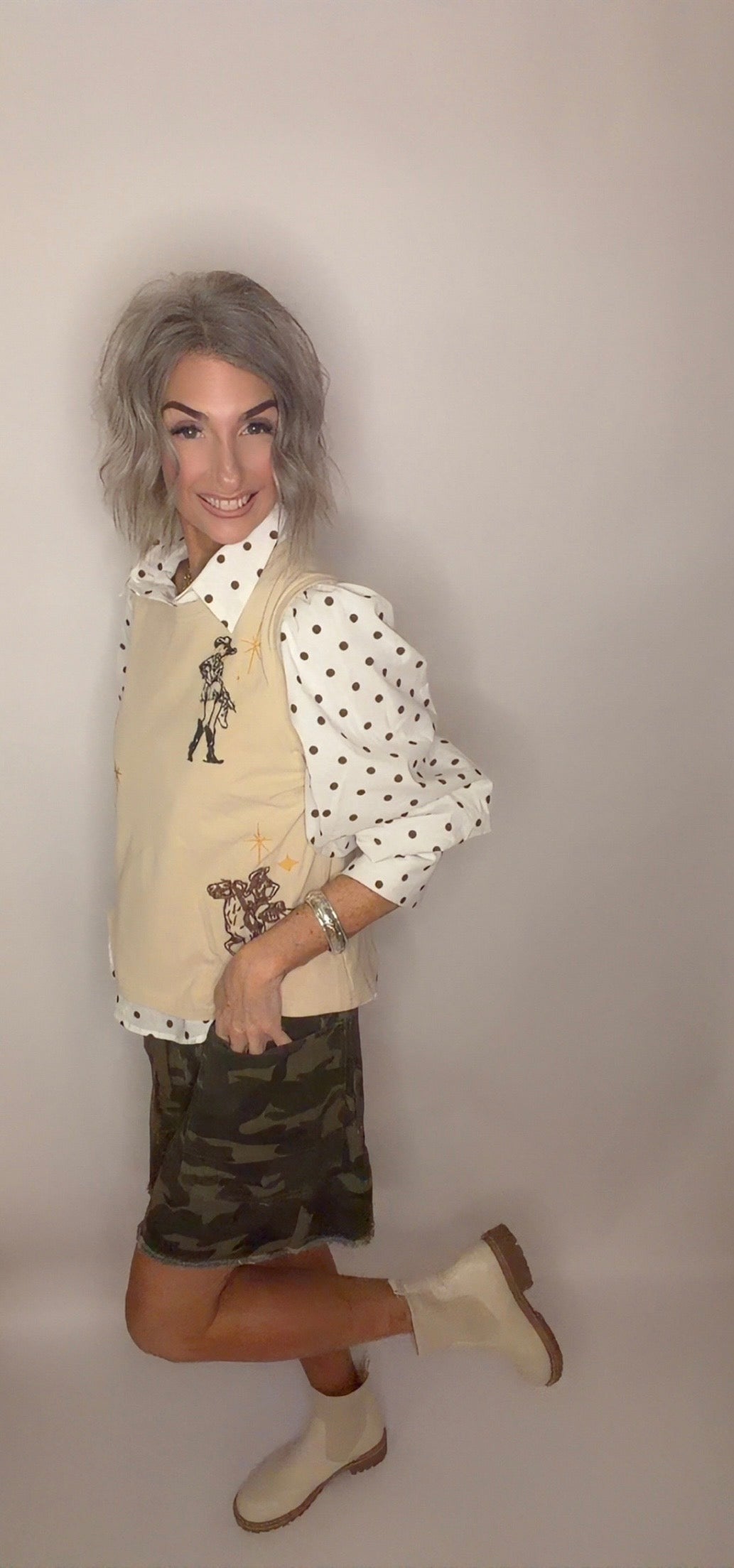 Western Motif Embroidered Sleeveless Top