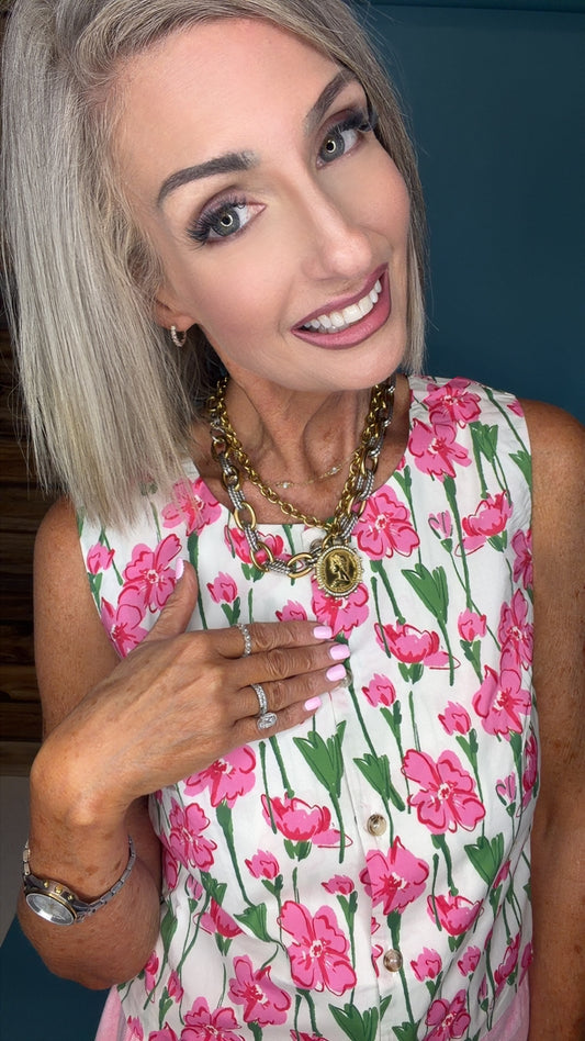 FLORAL PRINT SLEEVELESS TOP