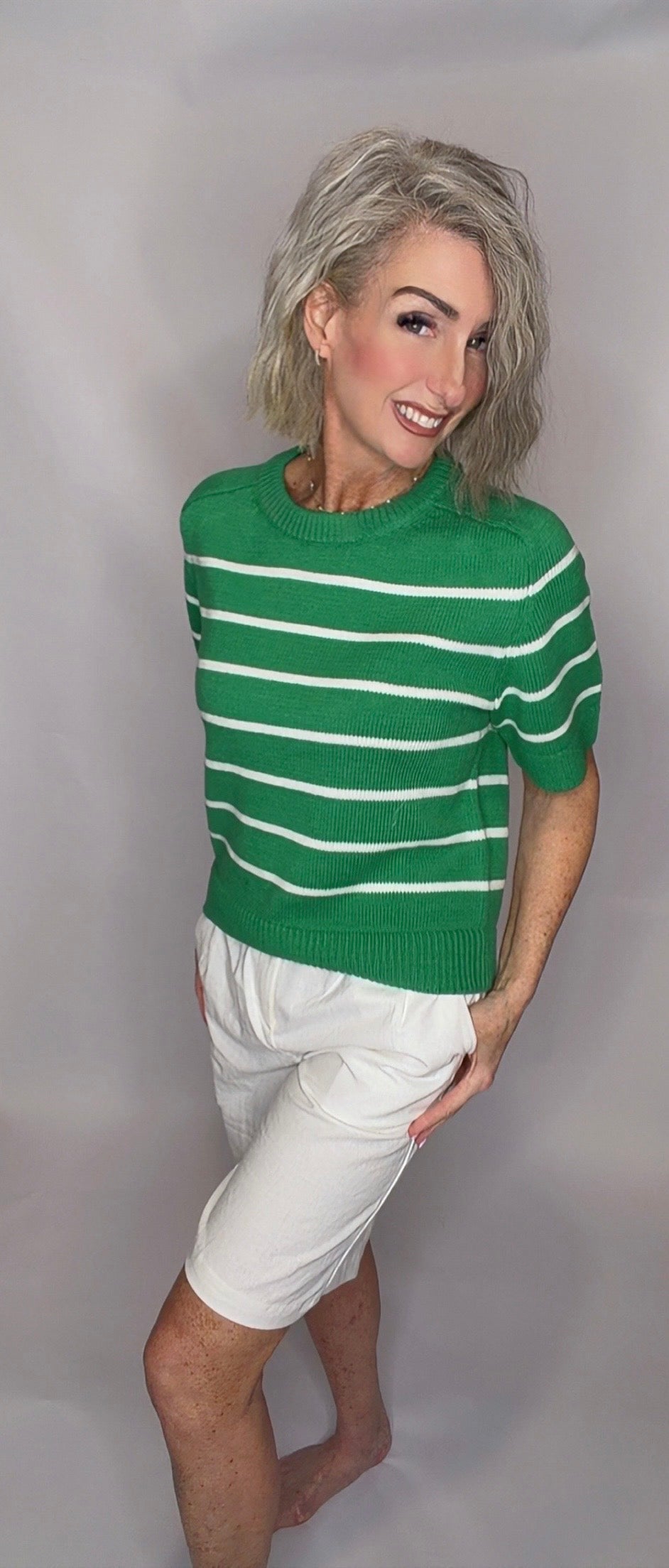 SUMMER ESSENTIAL STRIPE SWEATER TOP WITH RAGLAN