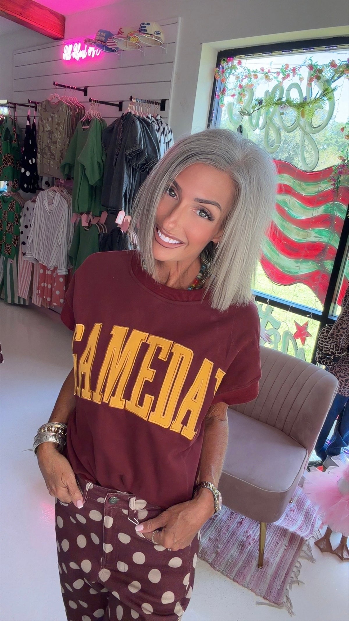 Maroon & Gold Game Day Short Sleeve Sweatshirt