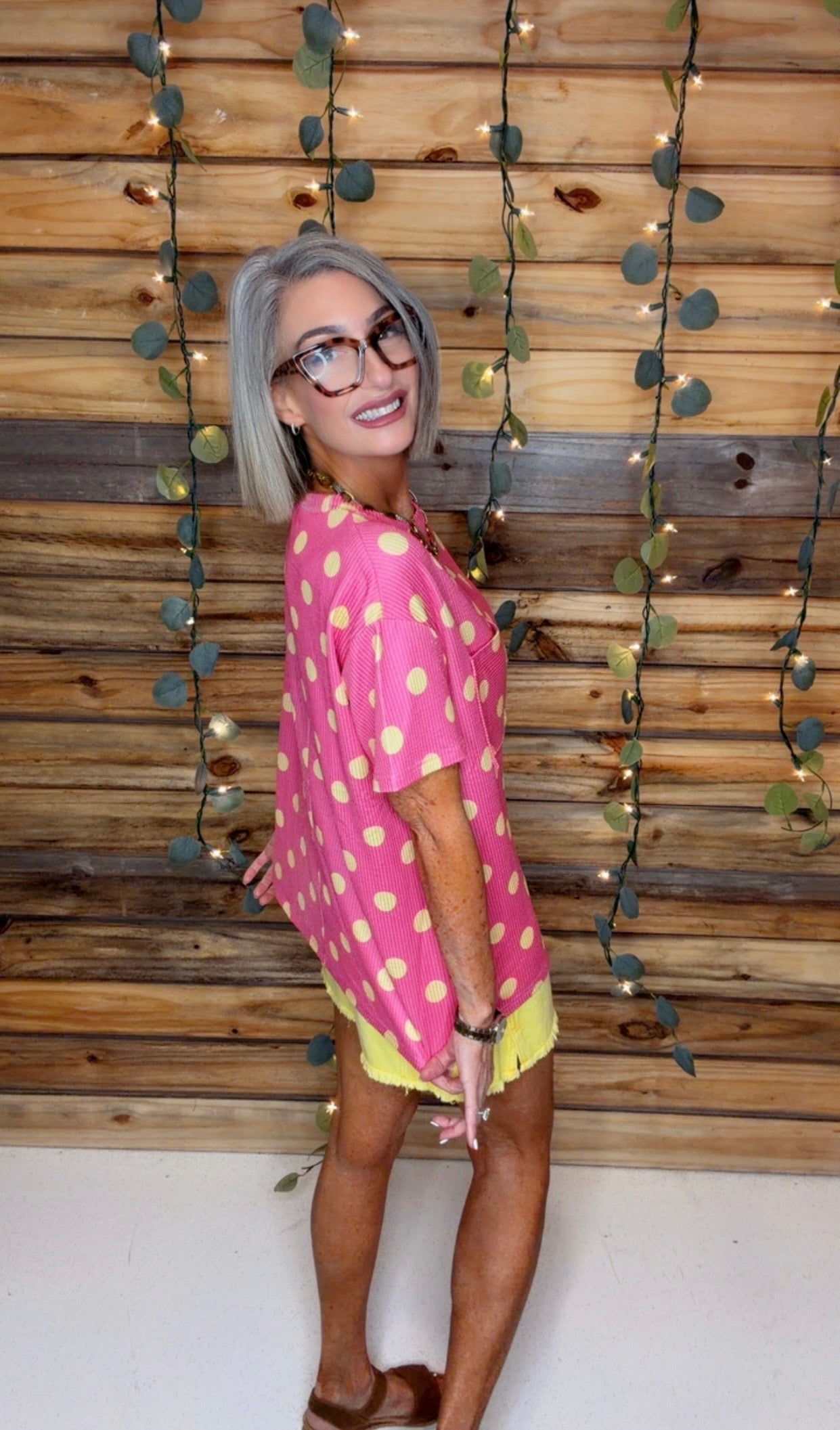 Rib Polka Dot Chest Pocket T Shirt