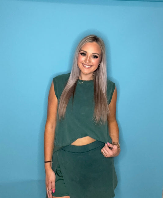 Sleeveless Top and Short Skirt Two Piece Set