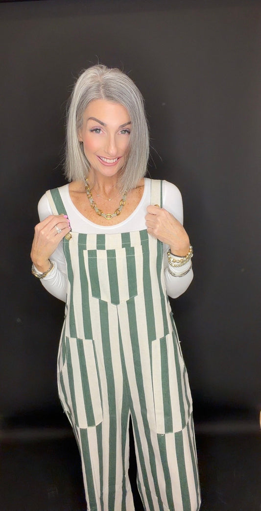 CLASSIC STRIPES PRINT OVERALLS