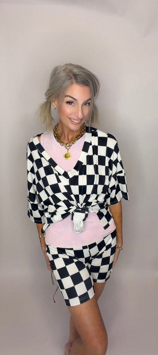 Daily Basis Biker Set, Black/White Checkered