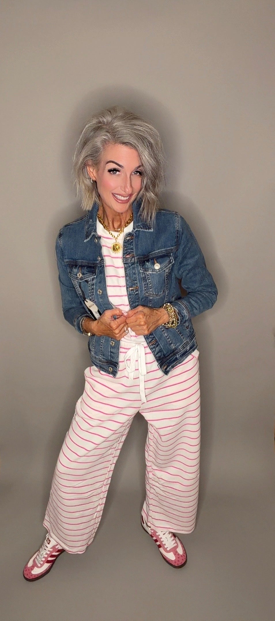 Casual Style Striped Short Sleeve Two-Piece Set | S-XL