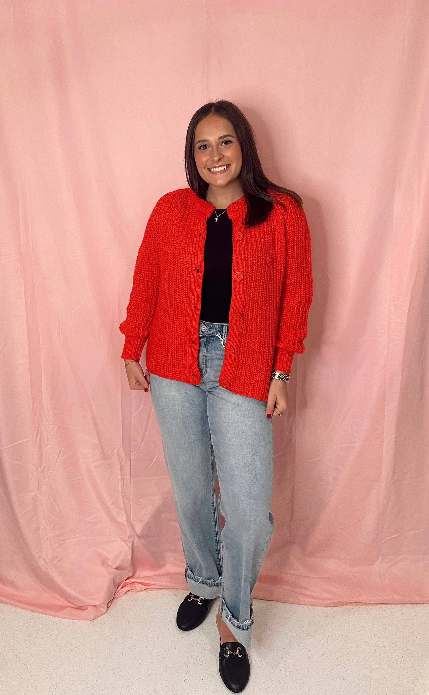 Chunky crewneck knit Cardigan