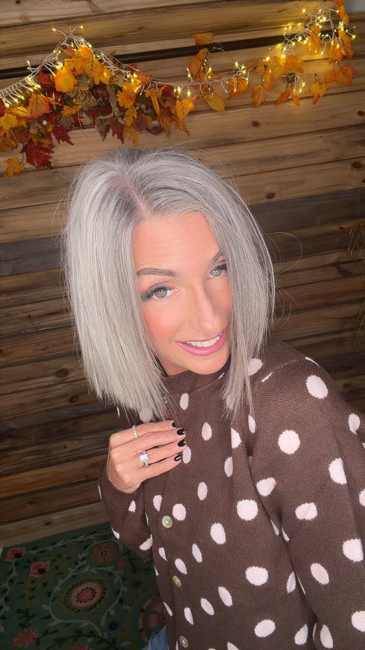 Playful Polka Dot Cozy Knitted Sweater Cardigan