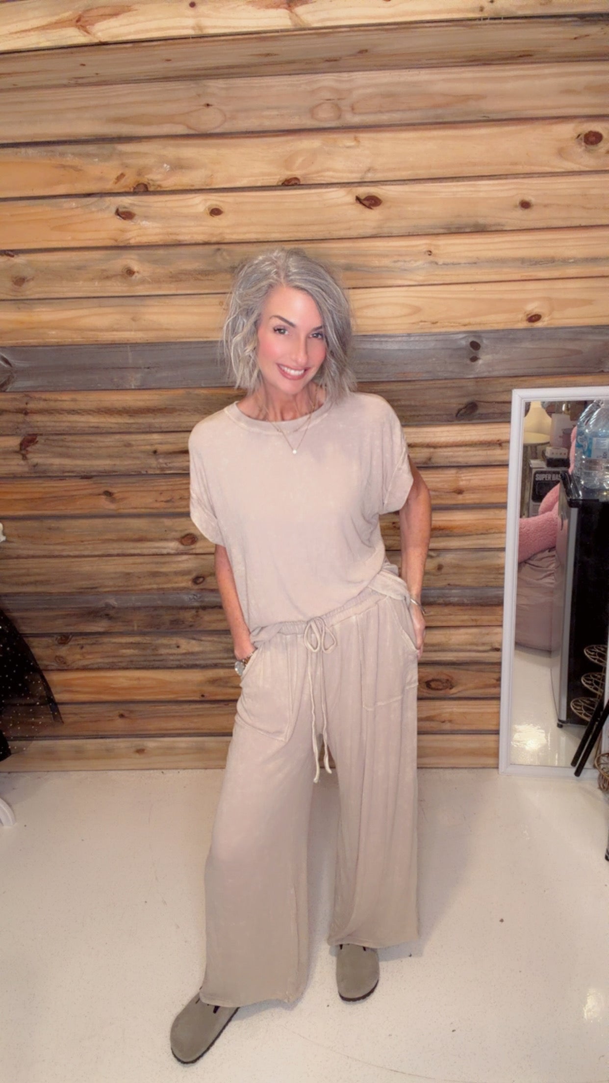 MINERAL WASHED TOP AND PANTS RIB SETS