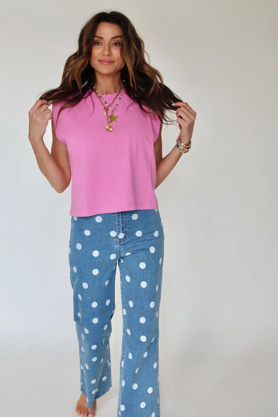 Denim Dot Pants