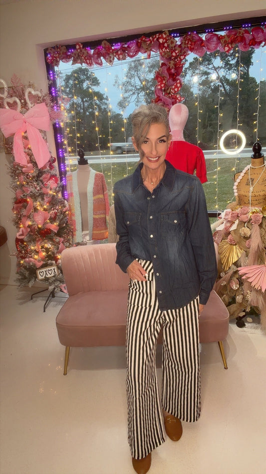 WESTERN DK WASH SNAP BUTTON DENIM SHIRT