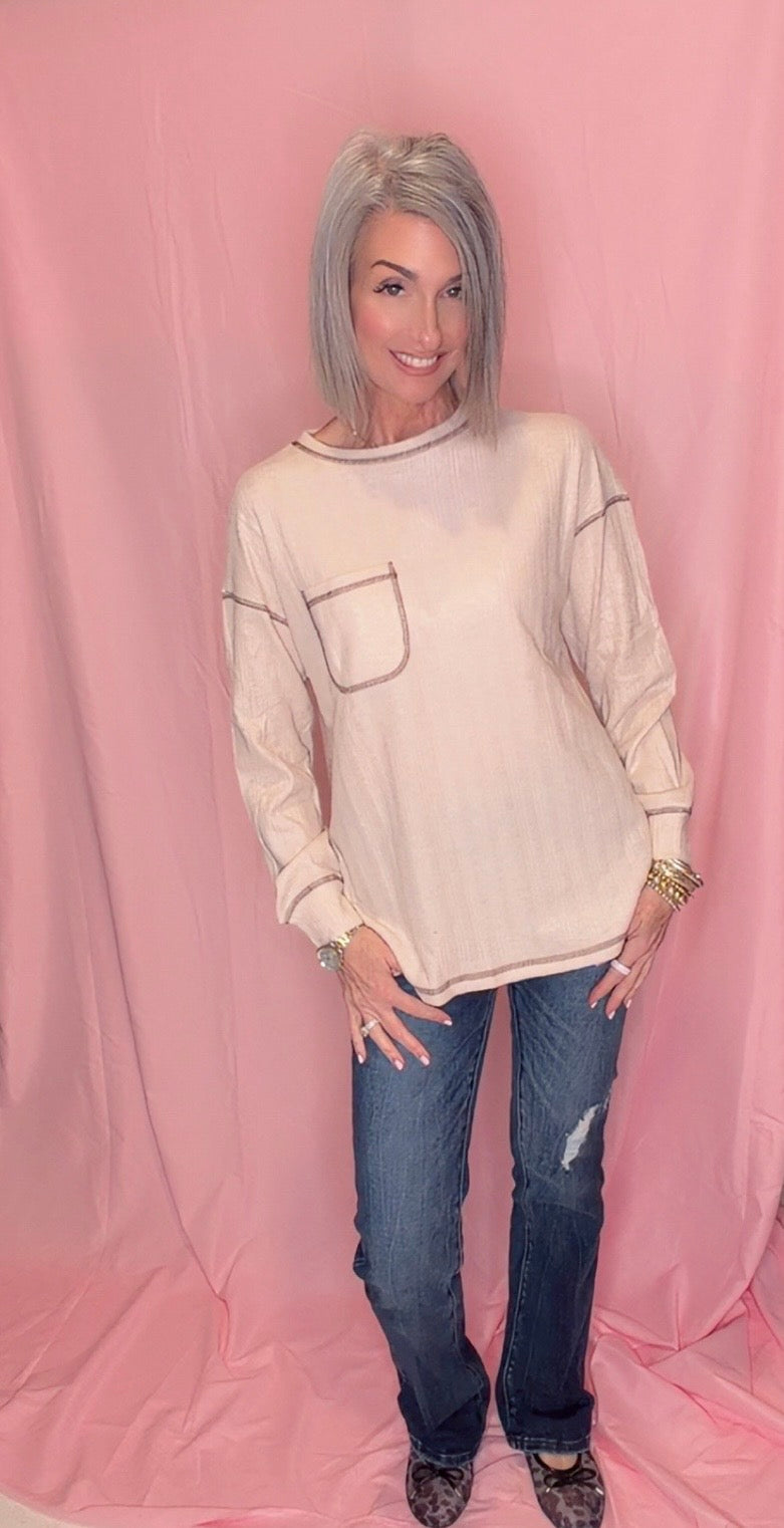 Women's Casual Crew Neck Pocket T-Shirt Loose Fit Top