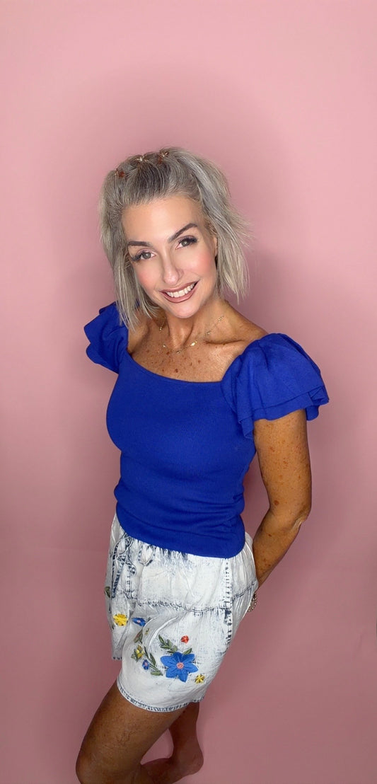 Spring Ruffle Tiered Sweater Top