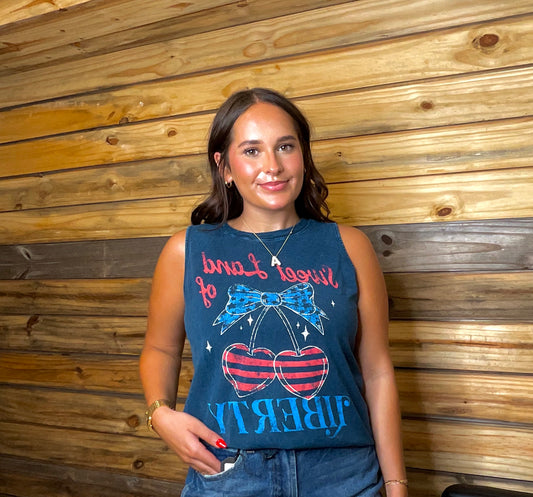 SWEET LAND OF LIBERTY MINERAL GRAPHIC TANK TOP