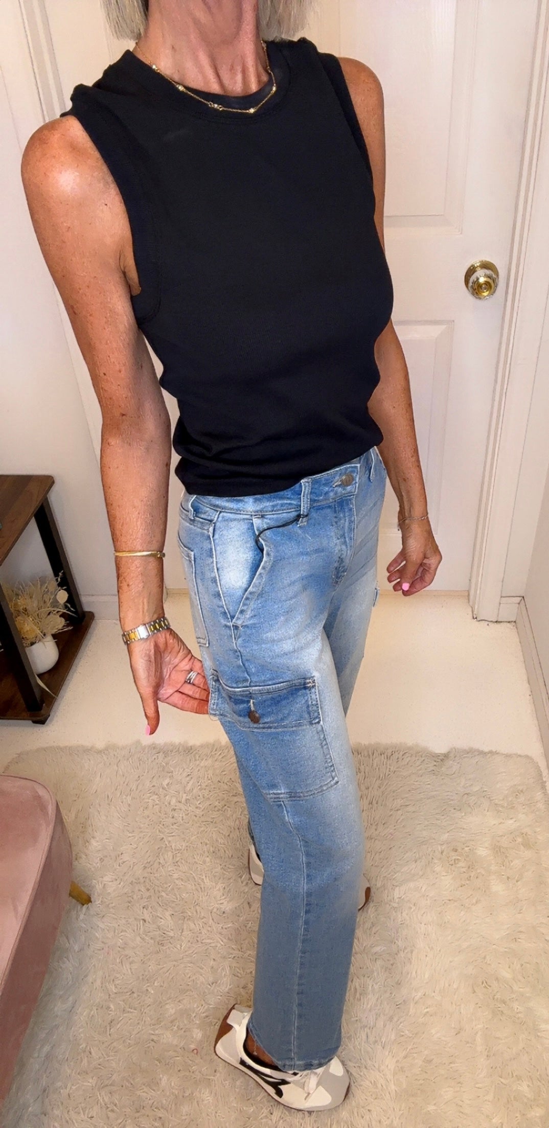 Straight Jeans with Cargo Pockets