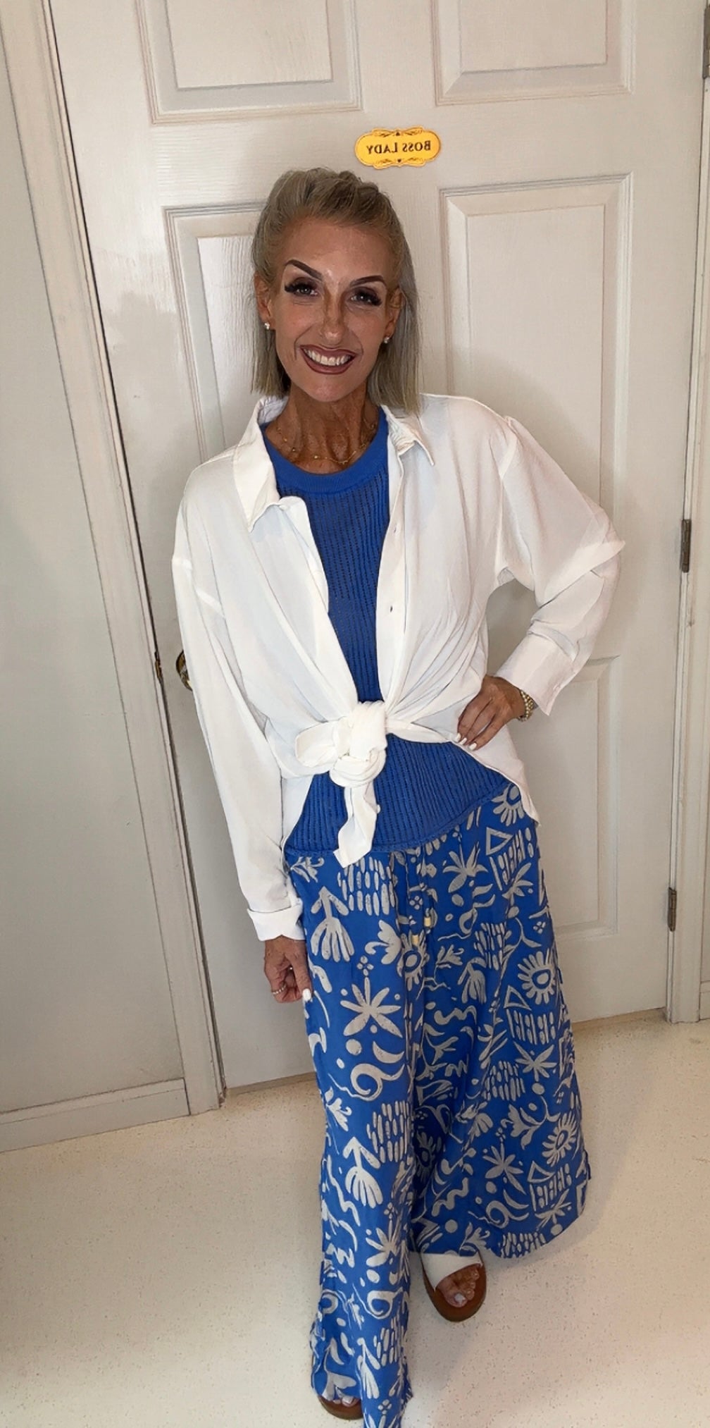 Printed Wide Leg Long Pants