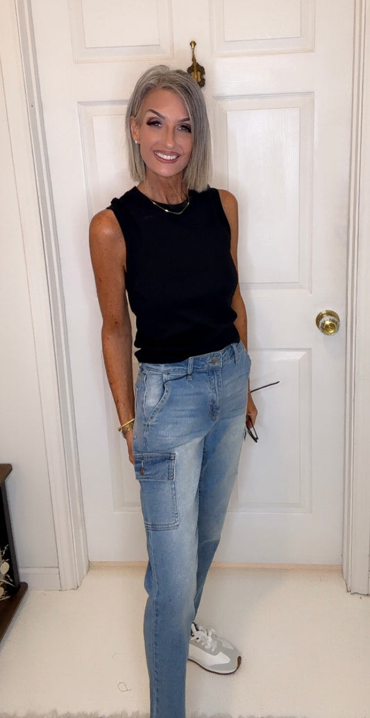 Straight Jeans with Cargo Pockets