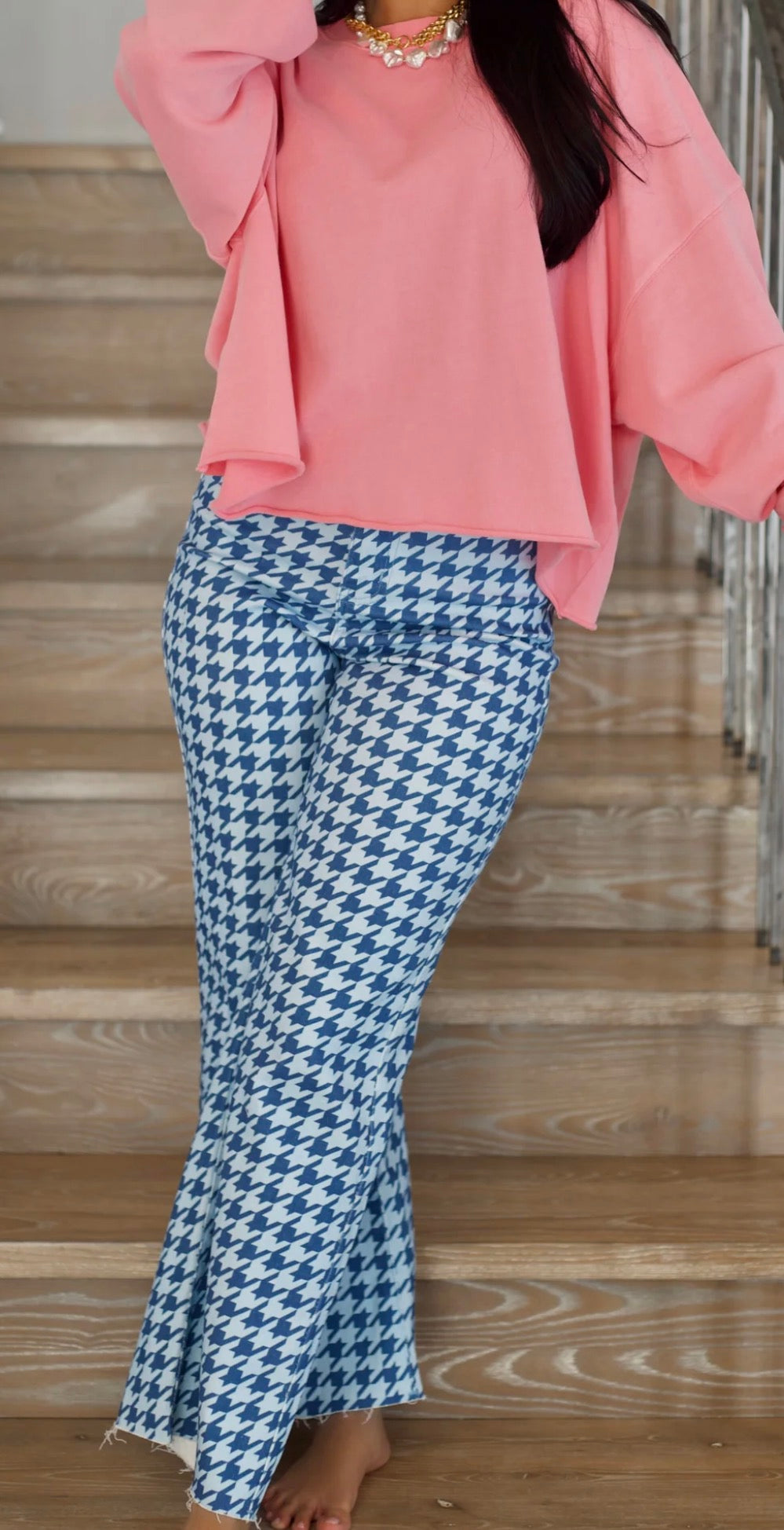 Poppy & Pine HOUNDSTOOTH DENIM PANTS