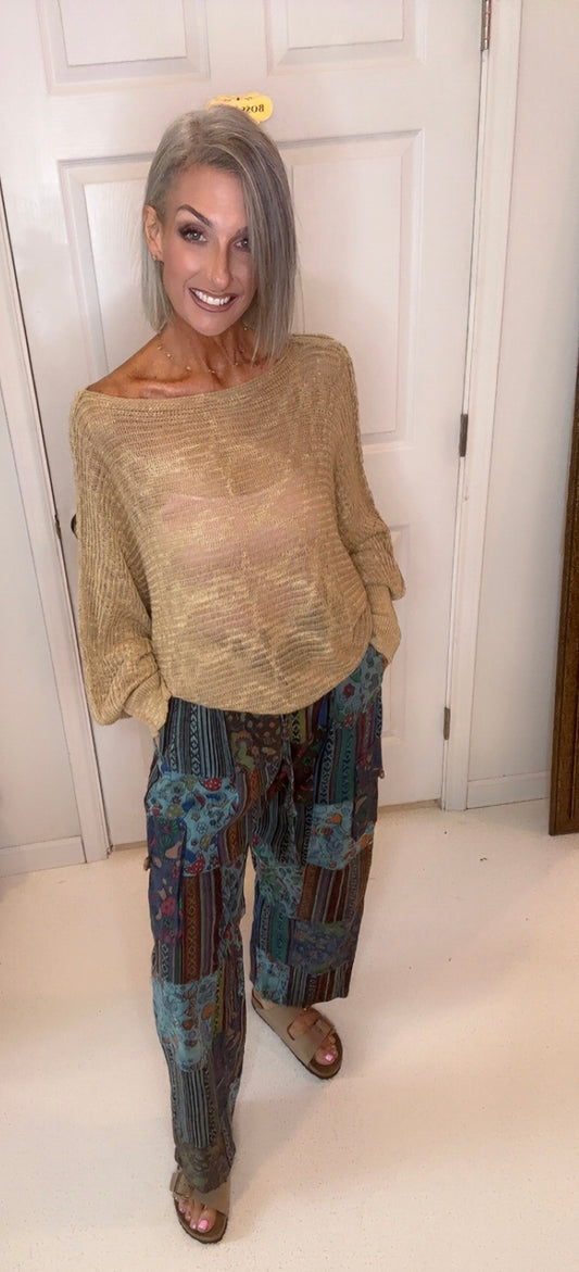 Mushroom patchwork pants
