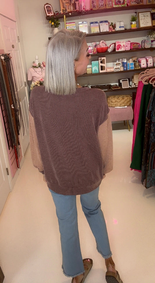 -Fall for you color block rib top