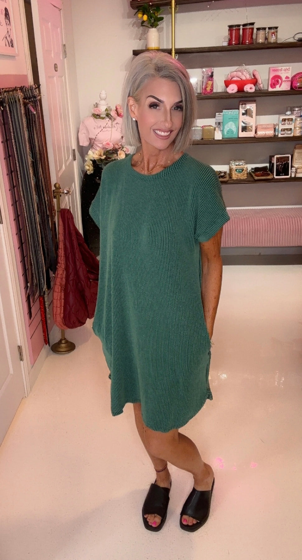 URBAN RIBBED MINI DRESS WITH SIDE POCKET
