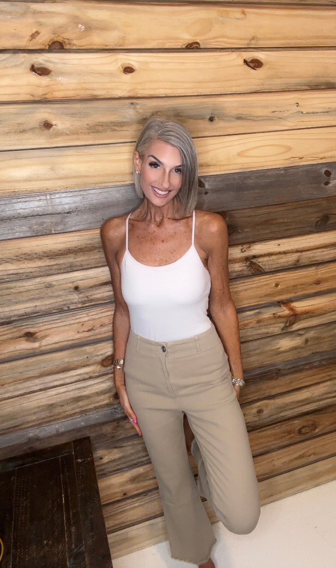 -Soft Washed Stretchy High Waisted Flare Pants: