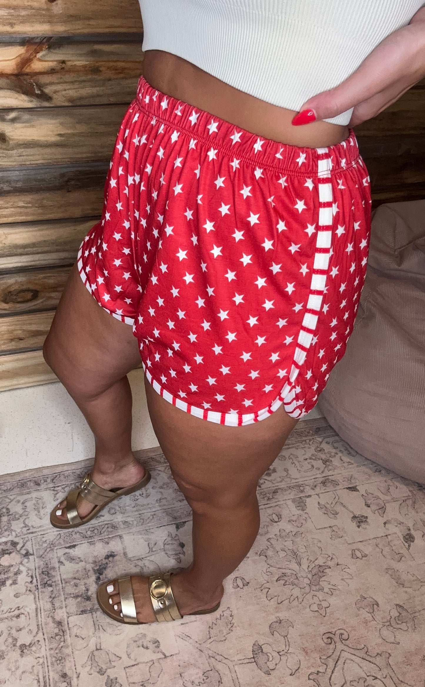 Fourth Of July Theme Stripe Binding Shorts