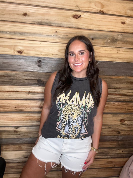 Dreamer World Tour RockNRoll Graphic S/L Washed Tank