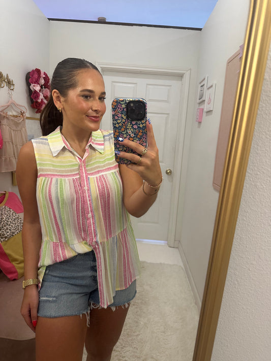 Lightweight Multi-color Shirt Sleeveless Top